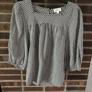 Women’s Lucy Avenue Plaid Top, Size Small, Black/White